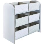 Meuble de rangement � jouets blanc�pour chambre d?enfant avec 6 bacs