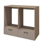 Meuble de rangement pour machine � laver et s�che - linge collection washing ? 2 tiroirs ? taupe et ch�ne ...
