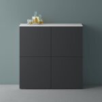 Meuble de rangement - mai & mai - sr04 - blanc mat + gris noir mat - contemporain - 100x364x98 cm