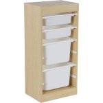 Meuble de rangement naturel enfant 4 bacs de rangement