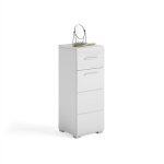 Meuble de rangement de salle de bain 1 porte et 1 tiroir ? blanc laqu� ? kleankin