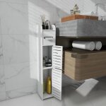 Meuble de rangement de salle de bain jeobest - armoire blanche en pp - 17x15x78cm