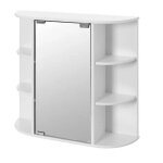 Meuble de rangement salle de bain avec miroir en mdf coloris blanc - longueur 59 x profondeur 16 x hauteur ...