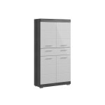 Meuble de rangement scott ? 4 portes et 1 tiroir ? gris fonc� et blanc ? 74x141x31 cm