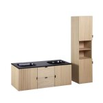 Meuble double vasque 140cm ch�ne studio suspendu + colonne