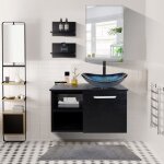 Meuble de salle de bain 70cm meuble sous - vasque + lavabo + miroir + tagres