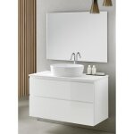 Meuble de salle de bain antonio avec 2 tiroirs suspendus avec plan marbre blanc + vasque à poser + miroir ... Meuble de salle de bain antonio avec 2 tiroirs suspendus avec plan marbre blanc + vasque à poser + miroir ...