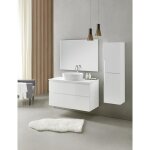 Meuble de salle de bain antonio avec 2 tiroirs suspendus avec plan marbre blanc + vasque à poser + miroir ... Meuble de salle de bain antonio avec 2 tiroirs suspendus avec plan marbre blanc + vasque à poser + miroir ...