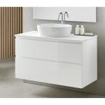 Meuble de salle de bain austin avec 2 tiroirs suspendus avec plan marbre blanc + vasque  poser - l. ...