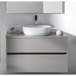 Meuble de salle de bain barcelone coloris taupe avec vasque à poser en céramique - longueur 60 x profondeur ... Meuble de salle de bain barcelone coloris taupe avec vasque à poser en céramique - longueur 60 x profondeur ...