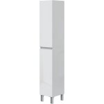 Meuble de salle de bain - colonne - dcor blanc brillant - 2 portes - l30 x p35 x h182 cm - nerea