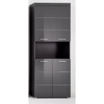 Meuble de salle de bain colonne double - 4 portes + 1 niche - l73 x p31 x h190 cm - gris - amanda