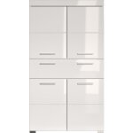 Meuble de salle de bain colonne double - 4 portes + 1 tiroir - l73 x p31 x h130 cm - blanc - amanda