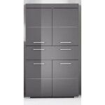 Meuble de salle de bain colonne double - 4 portes + 1 tiroir - l73 x p31 x h130 cm - gris - amanda