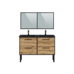 Meuble salle de bain coloris ch�ne et noir - longueur 122 x profondeur 64 x hauteur 875 cm