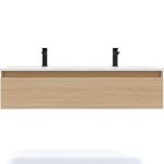 Meuble de salle de bain double vasque 120cm 1 tiroir ch�ne - hudson