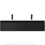 Meuble de salle de bain double vasque 120cm 1 tiroir noir - hudson