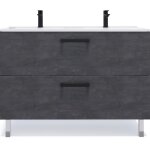 Meuble de salle de bain double vasque 120cm 2 tiroirs ardoise m�tallis�e - chelsea