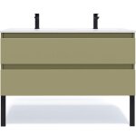 Meuble de salle de bain double vasque 120cm 2 tiroirs vert - hudson