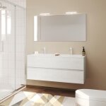 Easy meuble salle de bain double vasque 2 tiroirs couleur - chne clair modle - largeur 120 cm + miroir ...