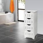Meuble de salle de bain �tanche yipeema avec 4 tiroirs - blanc - 30 x 30 x 82 cm