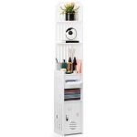 Meuble de salle de bain - flasidu - moderne - distributeur de papier - �tag�res ouvrables - blanc