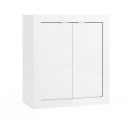Meuble de salle de bains isora ? 2 portes 2 tagres ? blanc laqu brillant ? design moderne