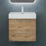 Meuble de salle de bain mai & mai� marron clair 60cm - meuble sous vasque quadratto suspendu avec 2 tiroirs ...