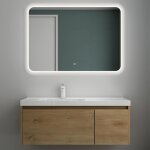 Meuble de salle de bain marron clair avec lavabo et miroir - mai & mai - salerno - tiroir - design contemporai ...