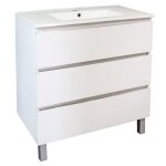 Ondee zen meuble de salle de bain  poser trendy - 3 tiroirs - 80cm - blanc mat - vasque