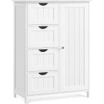 Vasagle meuble salle de bain rangement commode avec 4 tiroirs placard avec porte �tag�re r�glable 35 ...