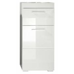 Meuble de salle de bain rangement bas - 1 porte & 1 tiroir - blanc - l 37 x p 31 x h 79 cm - amanda Meuble de salle de bain rangement bas - 1 porte & 1 tiroir - blanc - l 37 x p 31 x h 79 cm - amanda