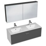 Rubite meuble salle de bain double vasque 1 tiroir couleur - anthracite modèle - largeur 120 cm + miroir ... Rubite meuble salle de bain double vasque 1 tiroir couleur - anthracite modèle - largeur 120 cm + miroir ...
