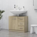 Meuble de salle de bain - sonew - armoire dvier chne sonoma - porte(s) et tiroir(s) - contemporain ...
