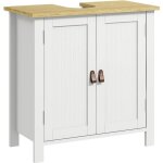 Meuble salle de bain sur pied - meuble sous - vasque - 2 portes tagre - mdf panneaux aspect bois clair ...