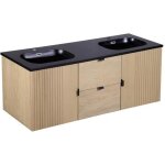 Meuble double 140cm chne studio suspendu avec plan rsine