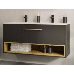 Meuble de salle de bain suspendu anthracite avec vasque � encastrer - 120 cm - yangra