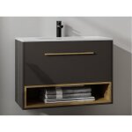 Meuble de salle de bain suspendu anthracite avec vasque � encastrer - 80 cm - yangra