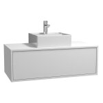 Meuble de salle de bain suspendu blanc avec simple vasque carre - 94 cm - teana ii