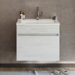 Bogota meuble salle de bain suspendu simple vasque 1 tiroir couleur - chne clair modle - largeur 60 ...