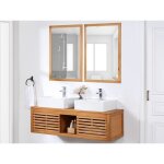 Meuble de salle de bain suspendu en bois dacacia avec double vasque et miroirs - 130 cm - penebel Meuble de salle de bain suspendu en bois dacacia avec double vasque et miroirs - 130 cm - penebel