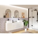 Meuble de salle de bain suspendu avec double vasque - blanc - 150 cm - jimena ii