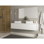 Meuble de salle de bain suspendu blanc avec double vasque - l150 cm - isaure ii Meuble de salle de bain suspendu blanc avec double vasque - l150 cm - isaure ii