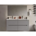 Meuble de salle de bain suspendu avec double vasque à encastrer - gris - 120 cm - selita Meuble de salle de bain suspendu avec double vasque à encastrer - gris - 120 cm - selita