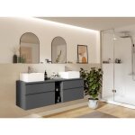 Meuble de salle de bain suspendu avec double vasque - gris - 150 cm - magdalena ii