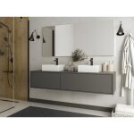 Meuble de salle de bain suspendu double vasque gris anthracite - l150 cm - isaure ii