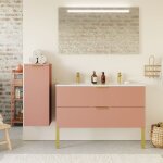 Meuble de salle de bain double vasque 120cm 2 tiroirs abricot - venice