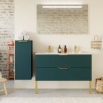 Meuble de salle de bain double vasque 120cm 2 tiroirs bleu - venice