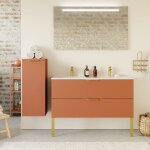 Meuble de salle de bain double vasque 120cm 2 tiroirs terracotta - venice