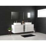 Meuble de salle de bain suspendu avec double vasque et miroirs - blanc - l150 cm - magdalena ii